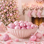 Lunmon 64 Pieces Pink Christmas Ball Ornaments Shiny Pink Xmas Bulbs - Image 6