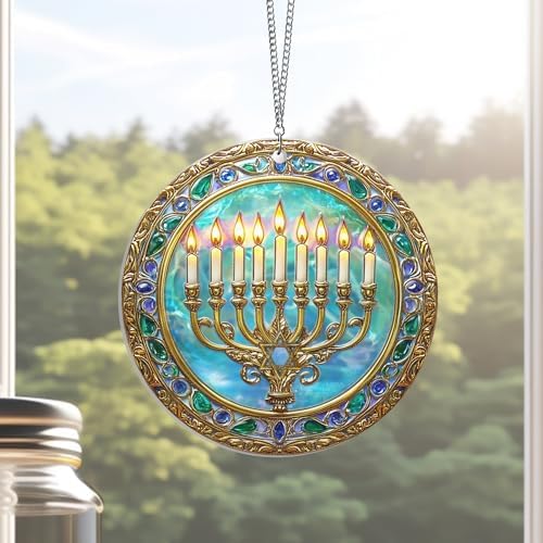 Hanukkah Menorah Jewish Suncatcher Acrylic Hanging TQN3990AS, 8in - Indoor, Outdoor, Home Decor, Window Suncatcher Hanging Decorations - Image 2