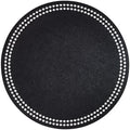 Bodrum Pearls Round Embroidered Placemats Set of 4 – 15" Elegant Table Mats for Dining, Weddings & Special Occasions, Decorative, Wipe-Clean Vinyl Placemats, Black/White by Unknown
