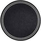 Bodrum Pearls Round Embroidered Placemats Set of 4 – 15" Elegant Table Mats for Dining, Weddings & Special Occasions, Decorative, Wipe-Clean Vinyl Placemats, Black/White by Unknown