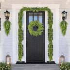 Glitzhome 28 Inch Christmas Norfolk Pine Wreath for Front Door, Real Touch Artificial Greenery Wreath for Windows, Walls, Porches Indoor and Outdoor Home Decoration - Image 2