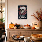 Vintage Metal Tin Sign Halloween Skull Roses Gothic Romance Wall Art for Bedroom Bar 8×12 Inches with Metal Frame - Image 4