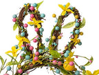 Glitzhome 24.8”H Easter Bunny Spring Wreath with Ribbon Bow Easter Eggs for Front Door Wall Decoration Easter Rabbit Garland with Colored Eggs Berries Wall Front Door Easter Decoration - Image 4
