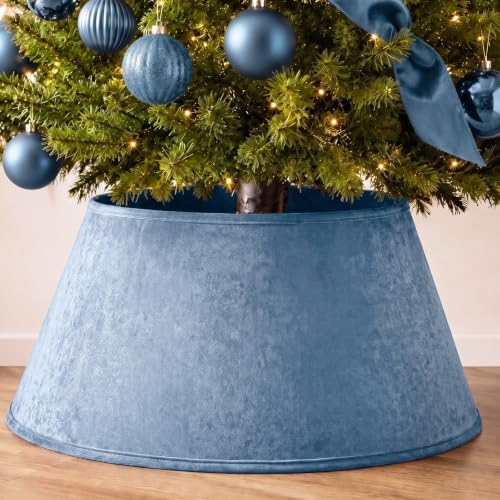 Skylety Gray-Blue Velvet Christmas Tree Collar 24‘’ Tree Base Cover by Skylety