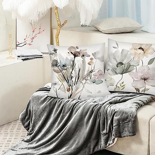 Watercolor Floral Throw Pillow Covers 20x20 Set of 6, Nature Home Decor - Image 3