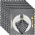 SmoothNovelty 12 Pack Buffalo Plaid Cloth Napkins 18x18 Inch Checkered Cloth Napkins Scalloped Soft Cotton Table Mat Washable Reusable for Dinner Wedding Holiday Birthday Parties (Classic,Black) by SmoothNovelty