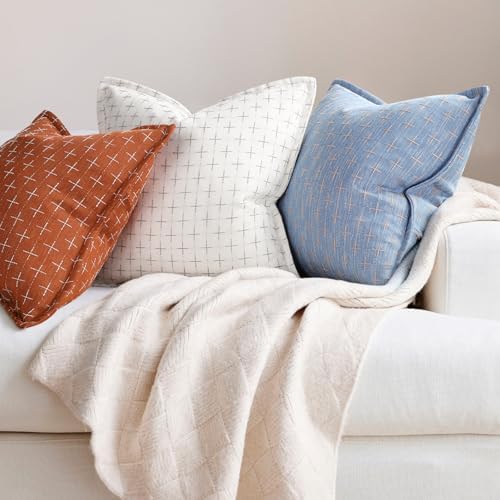 ZWJD Pillow Covers 24x24 Set of 2 Soft Polyester Textured Pillow Covers with Stylish Flange Edge Cozy Farmhouse Throw Pillows for Couch Bed Sofa Living Room - Image 6