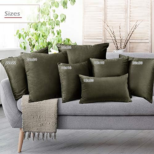 Nestl Throw Pillow Covers, Cozy Velvet Decorative Khaki Pillow Covers 20 x 20 Inches, Soft Solid Couch Pillow Covers for Sofa, Bed and Car, Set of 2 - Image 6