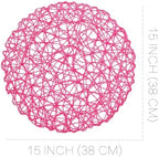 IcosaMro Round Woven Placemats Set of 12 for Dining Table, 15 Inches Paper Boho Decorative Circle Place Mats for Wedding Christmas Thanksgiving Day Holiday Dinner (Rosy) - Image 5