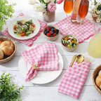 SmoothNovelty 24 Pack Buffalo Plaid Cloth Napkins 18x18 Inch Checkered Cloth Napkins Scalloped Soft Cotton Table Mat Washable Reusable for Dinner Wedding Holiday Birthday Parties (Classic,Pink) - Image 4