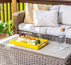 Modern Elegant 17.5"x12" Rectangle Yellow Shagreen Faux Leather Decorative Tray Ottoman Coffee Table Perfume Dresser Kitchen Serving Tray with Silver Metal Handles by Home Redefined for All Occasion's - Image 2