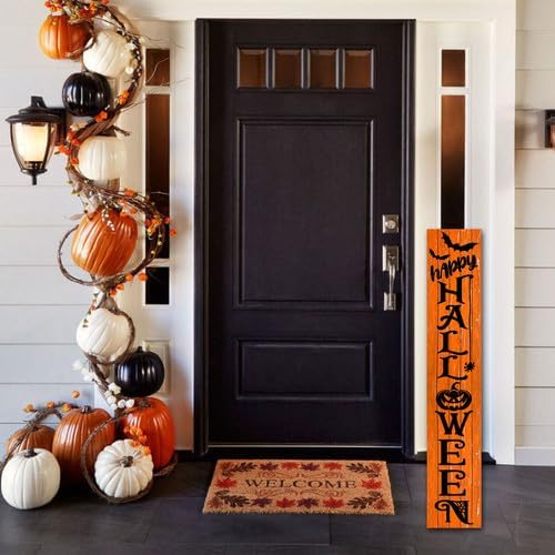 FemiaD Happy Halloween Porch Sign 8x63inch Wooden Outdoor Tall Large Vertical Welcome Sign for Front Door Standing Porch Boards Decor Outside Yard Home Decorations - Image 3