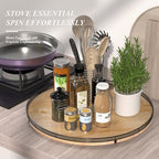 AMH 24-Inch Extra Large Farmhouse Oak Lazy Susan Organizer - Image 2