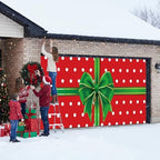 Garage Door Christmas Cover 7x16FT: Garage Bow Gif Box Christmas Decorations with Bar Magnets & Ropes, Holiday Garage Door Banner Decorative Xmas, Party Wall Backdrop Indoor Outdoor - Image 5