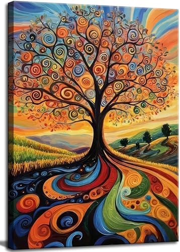 Large Abstract Tree of Life Canvas Wall Art Colorful Graffiti Tree Decor painting Pictures Modern Landscape Trees Posters Prints for living room Bathroom Bedroom Office Hallway Home Decoration by JUZKNMCWallArtwelcomesyou