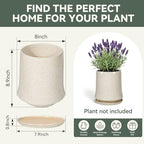 8 Inch Ceramic Planter Pot with Saucer Drainage Leak-Proof Mesh,Flower Pots for Lavender with Gardening Gloves,Ceramic Planter for Orchid(Silk White) - Image 6