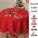 VOOVA & MOVAS Red Round Tablecloth 70" (Seat 4-6), Reusable Table Cloth for 5ft Circle Table, Polyester-Cotton, Washable, 1PC Celebration Holiday Tablecloth with Bow Jacquard - Image 4