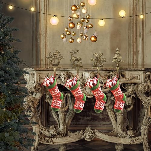 OCTERIC 4Pcs Stocking Holders, Reindeer Snowman Snowflake Christmas Tree Metal Mantel Hooks, Anti-Slip Heavy Duty Solid Cast Iron Mantle Hangers Xmas Décor for Fireplace Holiday Indoor Decoration - Image 6