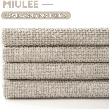 MIULEE Soft Decorative Chenille Pillow Covers Cream 20x20 Pack of 4 - Image 6