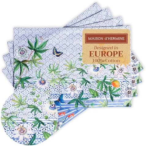 Maison d' Hermine Placemats Set of 4 Reusable 100% Cotton (13"x19") by MaisondHermine