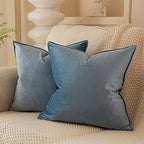 JUSPURBET 28x28 Velvet Decorative Throw Pillow Covers Set of 2,Light Blue by JUSPURBETHOME