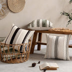 ANRODUO Boho Decorative Pillow Covers 20x20 Inch Gray Stripe 2 Pack of 2 - Image 3