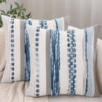 Boho Throw Pillow Covers 18x18 inch Set of 2 Sky Blue Coastal Decor by Tosleo