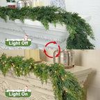 OZFHUA 6 FT Christmas Garland Pine Garland with Lights for Table Mantle Background Christmas Decorate Wall Room Outdoor Indoor Winter Decoration - Image 3