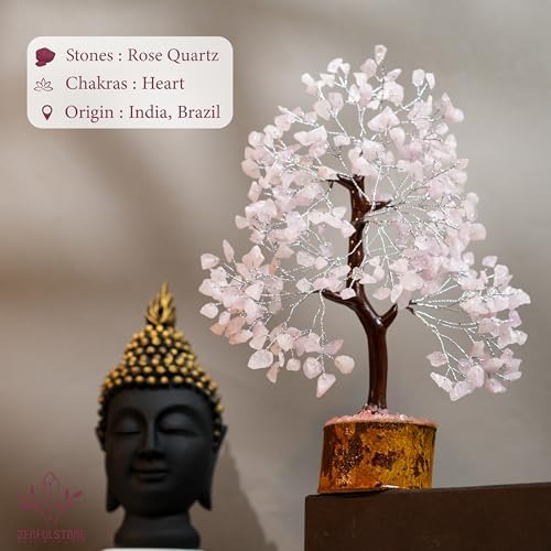 ZENFULSTONE Rose Quartz Crystal Tree of Life for Love & Healing Décor for Home and Office | Handmade Bonsai for Emotional Support & Harmony as Symbol of Piece for Loved Ones - Image 5