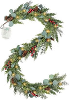 6ft Christmas Garland with Lights Artificial Cedar Cypress Garland with Pine Cones Garland for Home Fireplace Wall Indoor Outdoor Holiday Party Decoration by MDSTBN
