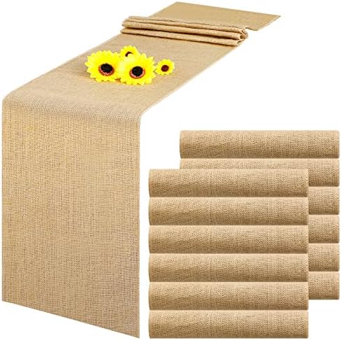 Buryeah 12 Pack Burlap Table Runners 12x71 Inch Rustic Farmhouse Wedding by Buryeah