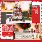 Nuogo 24 Pcs Christmas Tiered Tray Decorations Set and 2 Tiered Tray Stand With Handle - Winter Table Tabletop Snowman Decor for Home Farmhouse Hot Cocoa - Image 6