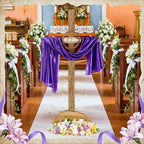 Bucherry 71 Inch Easter He Is Risen Decoration Outdoor Extra Large Wood Cross Decoration Religious Standing Cross with Wreath and Purple Ribbon Easter Yard Sign for Lawn Communion Church Wedding Party - Image 6