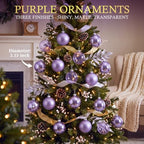Seenelling 12 Pcs Christmas Glass Ball Ornaments 3.15 Inch, Purple - Image 2