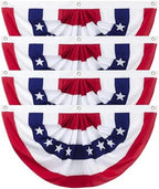 3x6Ft American Flag Bunting for Outside - 4th of July Decorations Outdoor USA Patriotic Pleated Half Fan Bunting Flag for Porch Banner Decor 4 pack by WelcometoAOLIUP
