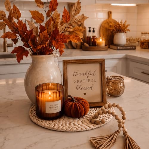 Lineshading 4 Pcs 12" Round Woven Mats for Centerpiece Fall Table Decor - Image 4