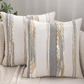 Boho Tufted Throw Pillow Covers 18x18 Set of 2 Yellow Gray by Tosleo