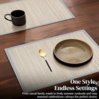 Hausattire Bamboo Placemats for Dining Table Set of 10 Washable 13x19 Rectangle Place Mats Sushi Mats for Kitchen Table Outdoor Parties Easter Farmhouse Decoration - Grey - Image 4