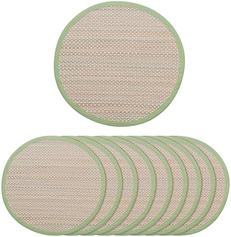 Hausattire Bamboo Placemats for Dining Table Set of 10 Washable 14 Inches Round Square Place Mats Sushi Mats for Kitchen Table Outdoor Parties Farmhouse Easter Decoration - Green by Hausattire