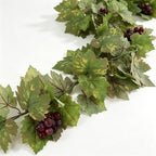 2PCS Artificial Grape Vines with Fruits, Greenery Leaf Garland Plant, 6.56Ft Fake Grapes Leaves for Indoor Outdoor Home Decoration Wedding Party Photo Wall Display - Image 2