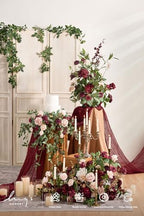Ling's moment 2 Pack Burgundy Floral Garland Wedding Arch Flowers - Image 5