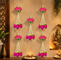 Divyakosh Handmade Lotus Buds Hanging, Pack of 5, Size 16 Inch, Pooja Room Decoration Items, Solawood Lotus Hangings for Decor, Mandir Decorations Items, Garlands for Decorative |, Multicolor by Divyakosh