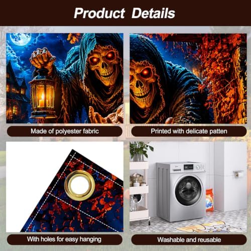 Halloween Garage Door Banner 7x16ft, Gothic Grim Reaper with Lantern - Image 4