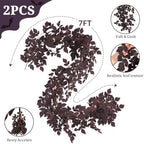 Fall Garland for Mantle, 2 Pack 7 Ft Plum Cimicifuga Seeded Leaf Garlands - Image 3