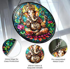 Diwali Ganesh Elephant God Stained Glass Suncatcher Window Hangings, Indian Decor, Diwali Wall Hangings, Wall Decorations for Home 9.8" - Image 3