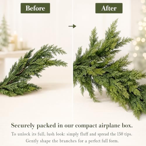 9ft Real Touch Artificial Christmas Cedar Garland for Mantle - Image 7