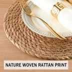 Handmade Heat Resistant 13.8" Round Woven Placemats Set of 10, Wicker Boho No Chemical Natural Water Hyacinth Place Mats, Farmhouse Table Mats for Kitchen Dining Table,Home Decorations,Wedding - Image 4