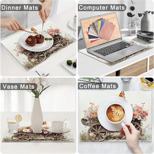 Country Flower Spring Placemats Set of 6, 12x18 Inch Farmhouse Floral Summer Table Place Mat Rustic Washable Non-Slip Heat Resistant Fabric Placement Mats for Dining Kitchen Indoor Outdoor Decor - Image 5