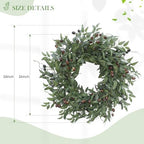 Olive Wreath 26 Inch Wreaths for Front Door with Purely Handmade Realistic Dense Olive Leaf Olive Berry, Elegant Home Decor Wreath Ideal for Front Door, Hallways, Any Area You Want to Brighten - Image 5