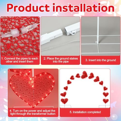 VIHOSE 10ft Wedding Heart Light Arch Large LED Outdoor Arches Decor - Image 6